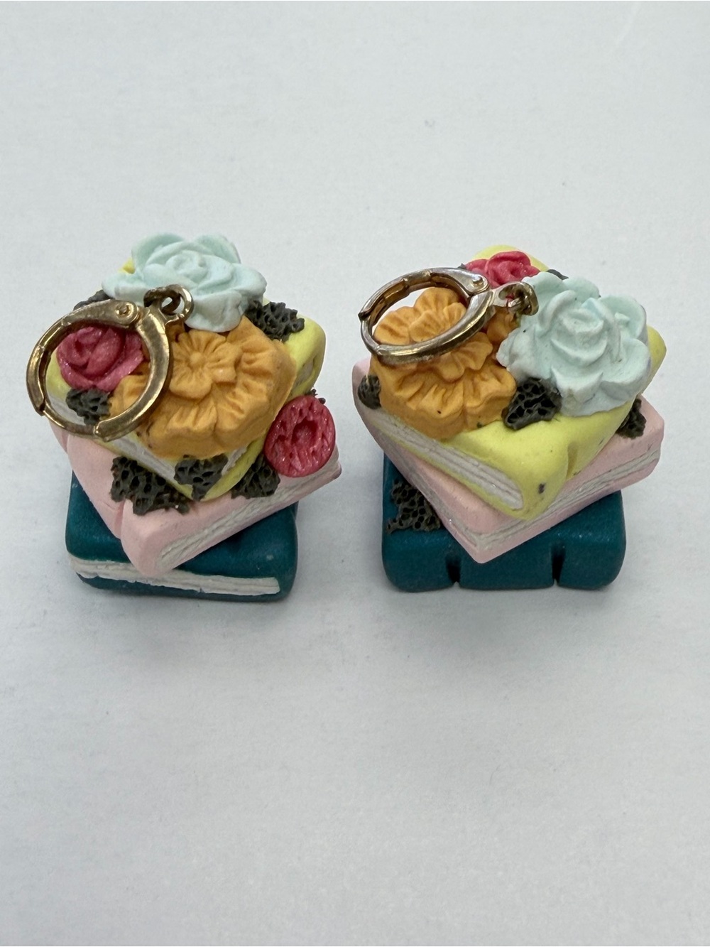 Pastel Floral Stack Earrings with Gold Hoops